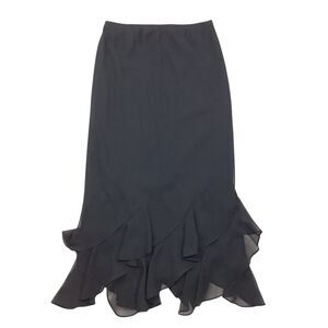 MSK Black Midi Skirt with Ruffled Hem